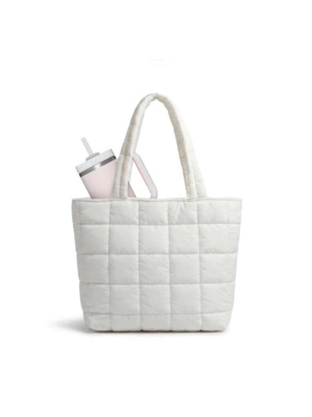 Quilted Puffer Tote Bag Large Zipper Shoulder Handbag Travel